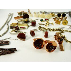 Mens Jewelry Lot Vintage Modern Cufflinks Pocket Watch Tie Clips Etc 30pc